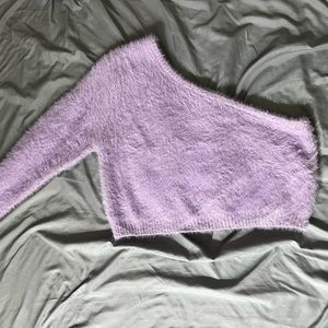 Fuzzy cropped half sleeve shirt